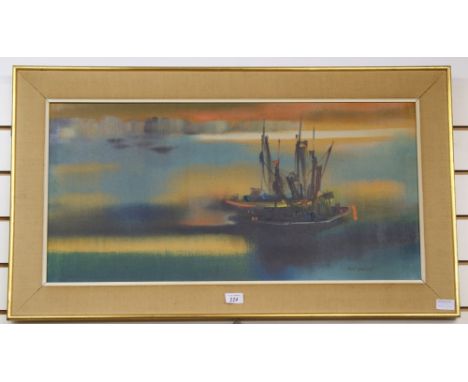 Antonio Renzini, an oil on canvas, untitled, depicting an abstract coastal scene, signed to the lower-right of the image