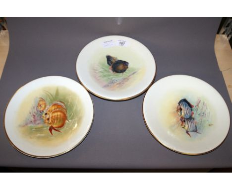 A set of four, Royal Worcester signed fish plates CONDITION REPORT; Available on request. Catalogue descriptions and conditio