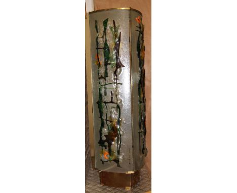 1950's-70's stylish and colourful square lamp with glass panels. Signed  a/f.