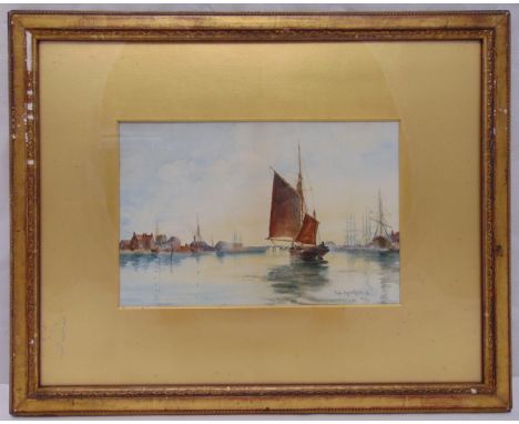 Maurice Randall framed and glazed watercolour titled Poole, signed bottom right, 17.5 x 27cm