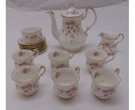 Paragon Victoriana Rose teaset to include teapot, sugar bowl, milk jug, six cups, six saucers (15)