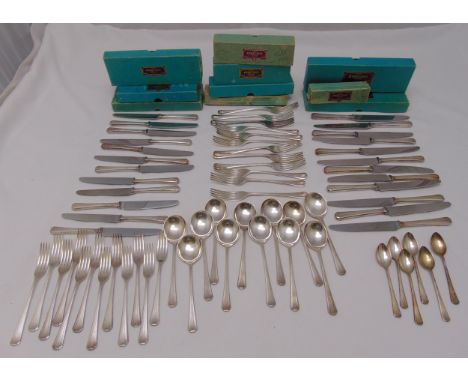 Heritage silver plated Art Deco design flatware for twelve place settings in original packaging