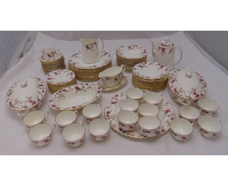 Minton Ancestral dinner and tea service to include plates, bowls, serving dishes, meat platters, sauce boat and stand, a coff
