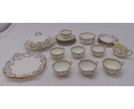 Crescent China part teaset to include cups, saucers, plates, sandwich plates, tureen and cover, a jug and two bowls (23)