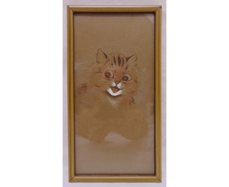 Louis Wain framed and glazed pen and ink drawing of a cat, signed bottom left, 24.5 x 12cm