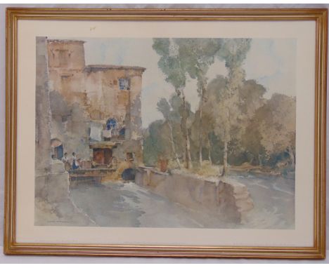 William Russell Flint framed and glazed polychromatic limited edition print of figures in a villa, 49 x 66cm