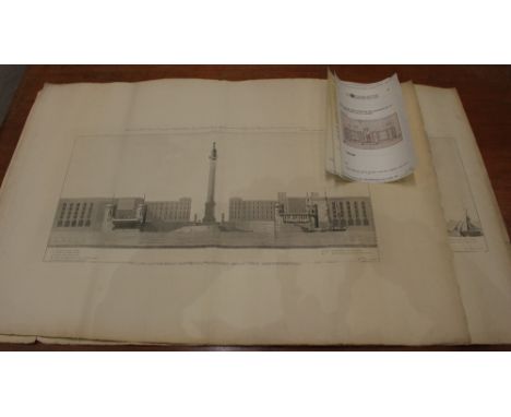 Two George III architectural engravings, Improvements to the Port of London, George Dance 28th July 1800