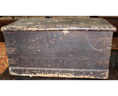 A painted pine chest and a canvas cabin trunk