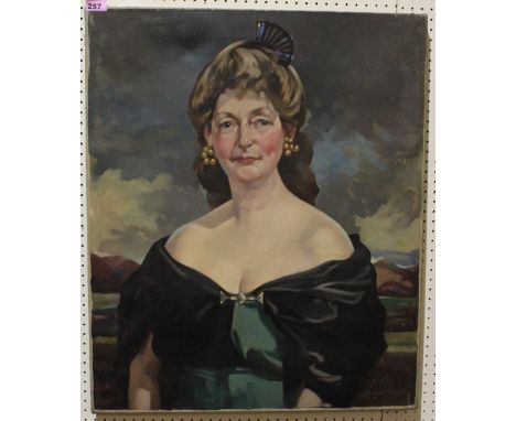 William Merrett Hodges. Portrait of a lady, half length. Signed. Oil on canvas. 30' x 25'. C.R. Unframed, good condition