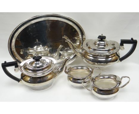 A five-piece EPNS tea-service including tray