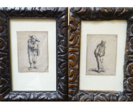 ADRIAEN VAN OSTADE (1610-1685) a pair of mid to late-seventeenth century etchings - 'Peasant with Hands Behind His Back' and 