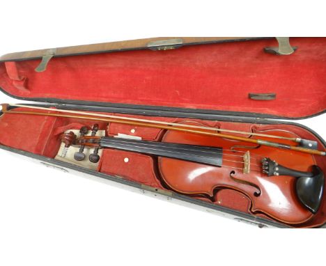 A late nineteenth century / early twentieth century cherry colour French violin by Luthier Buthod, Paris, 22.5ins long (58cms