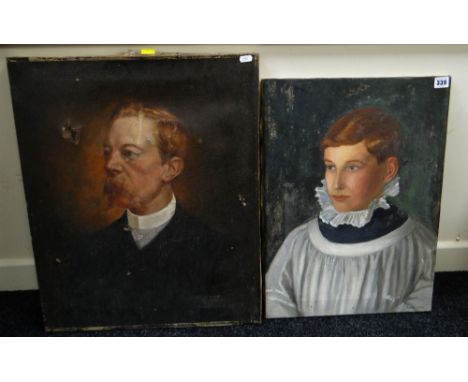 R. D. A. LAMB oil on canvas, two - choir-boy wearing surplice and ruff, 56 x 41cms, together with head and shoulders of a gen