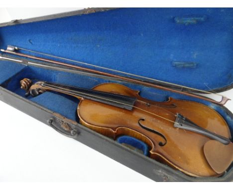 CASED VIOLIN &amp; BOW labelled as a Stradivarius