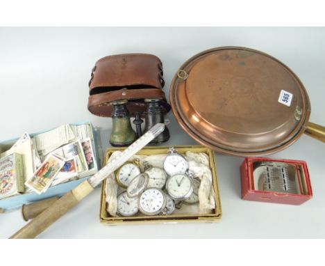 ASSORTED VINTAGE ITEMS to include eight various pocket watches, vintage boxed Lloyds bank chrome money-box, vintage tubed dai
