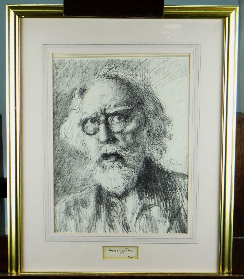 AUGUSTUS JOHN print - self portrait from a pencil drawing, with ...