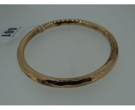 9CT ROSE GOLD HOLLOW BANGLE hallmarked, 9.4gms