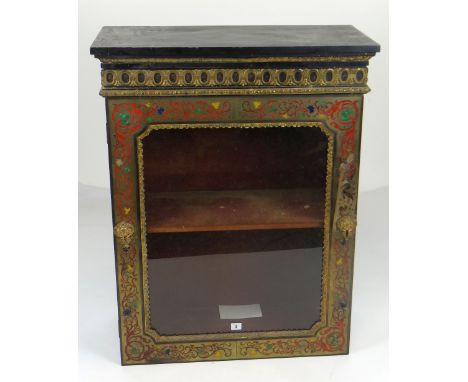 19TH CENTURY PIER CABINET, gilt metal and coloured enamel mounting, single glazed door, 75cms wide Condition report: For rest