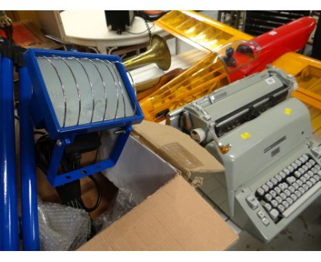 HERMES AMBASSADOR TYPEWRITER / BOX OF SECURITY LIGHTING