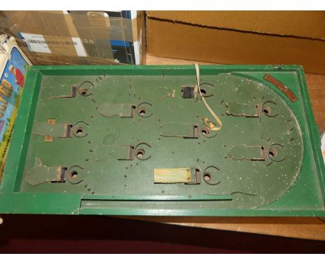 A Chad Valley Games wooden Tiger Tim Weekly Pinball machine, working example with some restoration