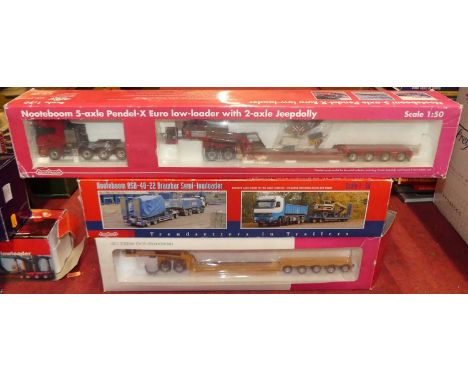 A collection of three boxed Nooteboom boxed heavy haulage trailers and tractor units to include a five axle Euro low loader