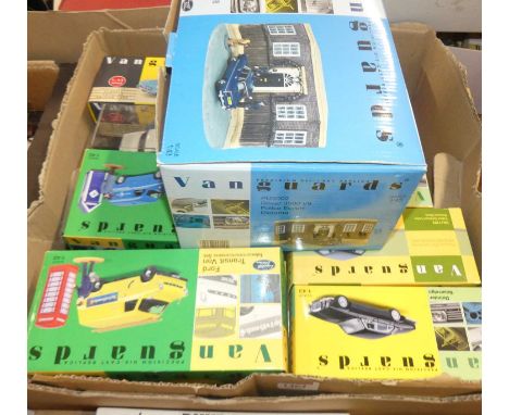 A quantity of boxed Vanguards 1/43 scale diecasts to include a Daimler Sovereign, a Rover 3500 V8 police gift set, and others