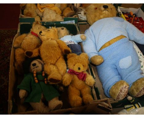 Two trays containing a quantity of vintage mohair and soft filled collectable bears