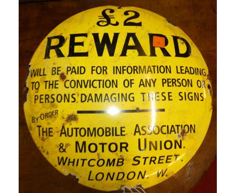 A convex enamel warning sign, dia.29cm