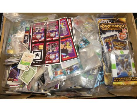 A quantity of mixed trading cards to include Top Trumps, Redakai, various Tazos and other cards &amp; ephemera