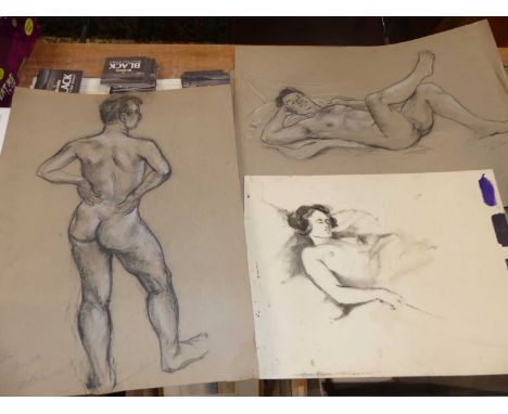 Melvin Buckner (1915-2010)  - assorted portrait studies to include male nudes, pastel, all unframed