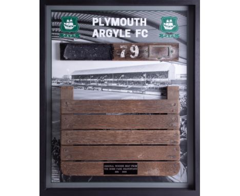 Of Plymouth Argyle FC an original seat from Home Park Grandstand. Proceeds from this lot will go direct to St.Lukes Hospice, 