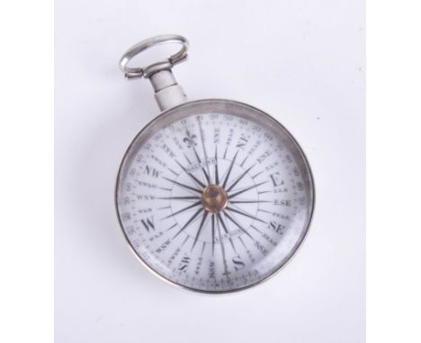 A 19th century silver pocket compass marked Dolland of London with very faint inscription inside the back plate 'G G G Septem