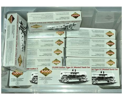 Proto 2000 American Outline HO Gauge Scale Freight Car Kits.  7 x 23164 Type 21 Riveted Bogie Tanker; 5 x 21959 High Side Cov