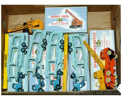 Dinky group to include 4 x 582 / 982 Bedford Pullmore Car Transporter - all finished in mid-blue unit with light blue trailer