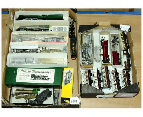 OO Gauge group of white metal &amp; brass Kitbuilt Steam Locos &amp; Coaches. Part built locos include Wills Finecast LNER 4-