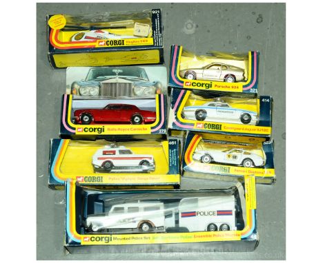 Corgi group to include GS44 Gift Set containing "Police" Land Rover and Horse Box; 414 Jaguar "Coastguard"; 279 Rolls Royce C