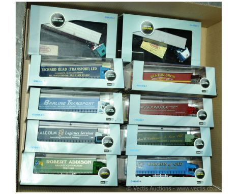 Oxford Diecast group of OO Gauge 1/76th scale Articulated Curtainside Truck &amp; Trailers to include 3 x Volvo FH (1) Barlin