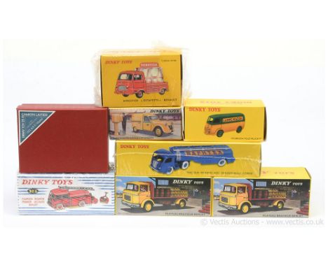 Dinky (Atlas Editions) group to include 588 Berliet "Kronenbourg"; 25o "Nestle's" Delivery Truck; 32e Fire Engine; 32cb Panha