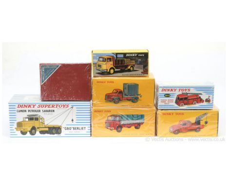 Dinky (Atlas Editions) a group to include 32e Fire Engine; 888 Saharien "GBO Berliet"; 35a Citroen Breakdown Lorry; 25o "Nest