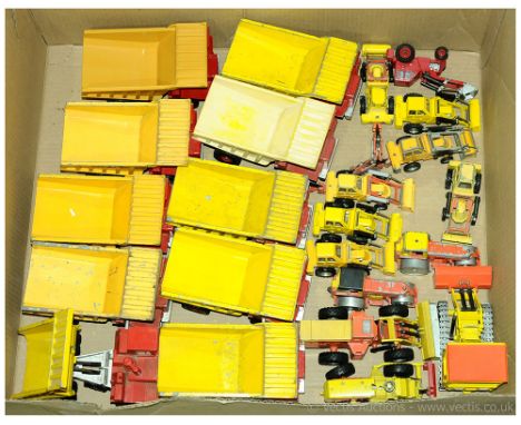 Dinky unboxed group of Construction Related Vehicles including Michigan Dozer; Diesel Road Roller; Muir Hill Loader; Aveling 