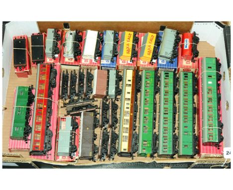 Hornby Dublo 2-rail Rolling Stock. Boxed items include 4082 BR (SR) Suburban Brake/2nd Coach (rusting around window frames on