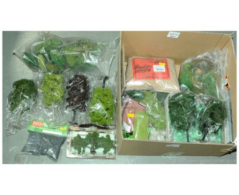 OO/HO Scale group of Model Railway trees and Lineside scatter material - generally Good to Near Mint.  (qty)