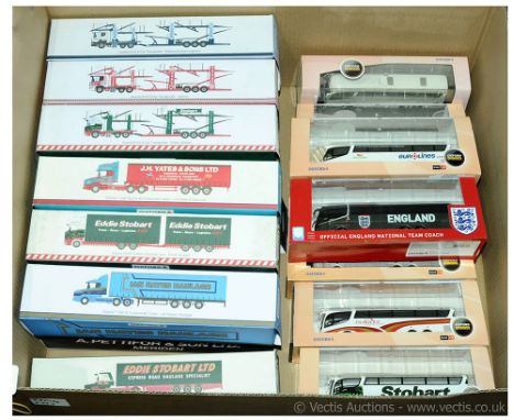 Oxford Diecast OO Gauge 1/76th scale group of modern Trucks &amp; Coaches.  Including 8 x Scania Irizar Coach; 7 x Scania EVO