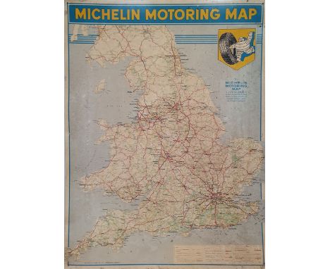 A Michelin Motoring Map, pre motorway system, lithograph on tine, 81 x 58 cm.