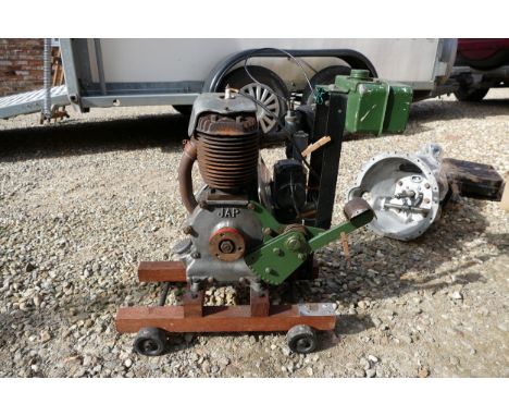 A J.A.P. Atco stationary engine, serial number ID Y 87281/4, mounted on a trolley.