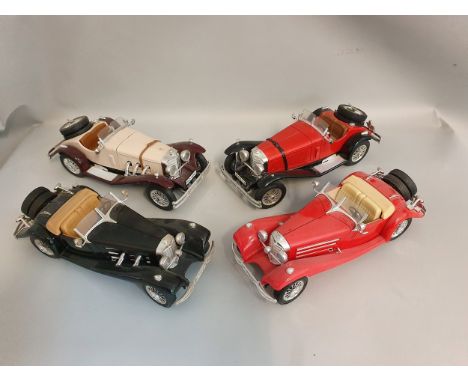 Bburango 1:20 scale die cast model; Mercedes Benz 500 K, box, 1 :18 scale Mercedes Benz SSK, box, together with two further u