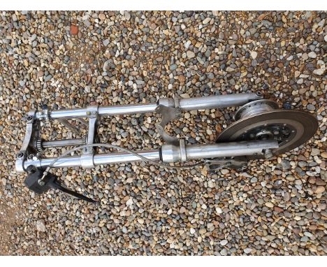 An unknown front fork, with Brembo caliper and drop bars.