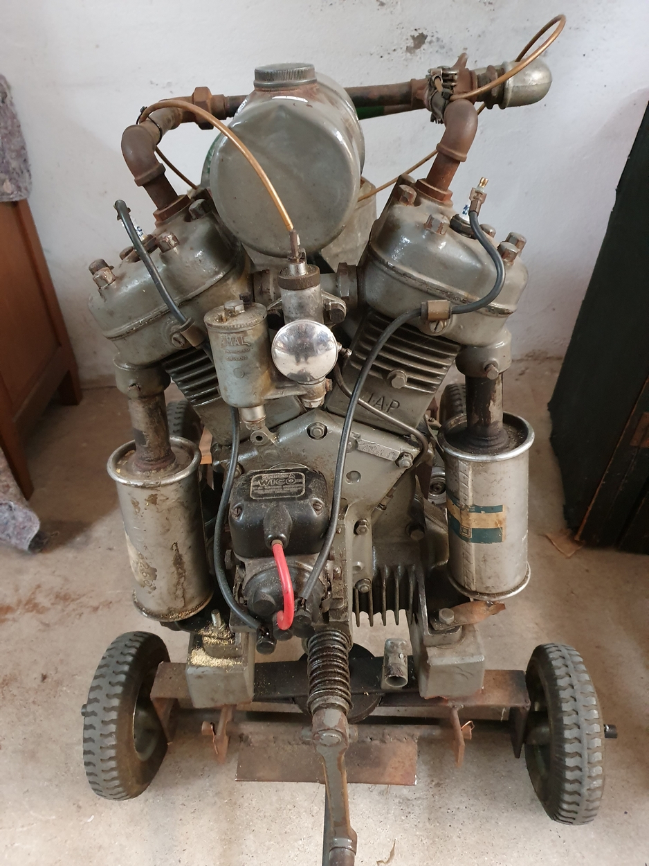 A JAP water cooled stationary V Twin engine, serial number poor M?D/G