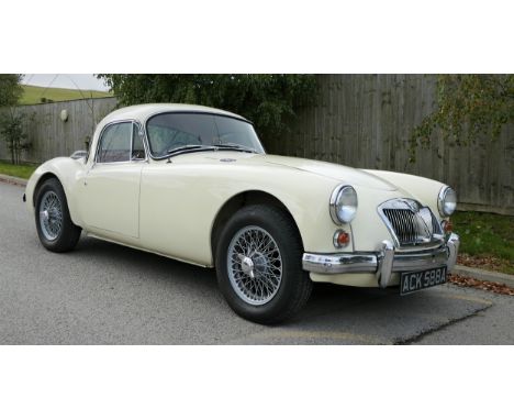 1962 MGA Mk 2 Coupe, UK RHD, 1622 cc. Registration number ACK 588A. Chassis number GHD2/106040. Engine number 16 GCUH5904. To