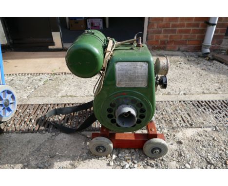 A Villiers Mark 20 stationary engine, serial number 755 48488A, mounted on a trolley.